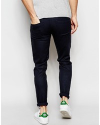Asos Brand Skinny Pants In Wool Look Navy