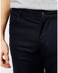 Asos Brand Skinny Pants In Wool Look Navy