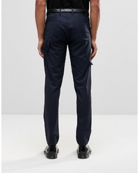 Asos Brand Skinny Smart Pants With Pocket Details In Navy