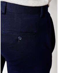 Asos Brand Super Skinny Smart Pants In Navy Jersey