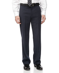 Neiman Marcus Classic Fit Flat Front Wool Pants Navy