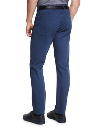 Ermenegildo Zegna Five Pocket Stretch Cotton Pants American Navy Blue