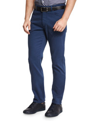 Ermenegildo Zegna Five Pocket Stretch Cotton Pants American Navy Blue