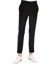Alexander McQueen Flat Front Cropped Trousers Navy