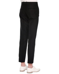Alexander McQueen Flat Front Cropped Trousers Navy