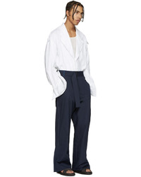 UMIT BENAN Navy Belted Baggy Trousers