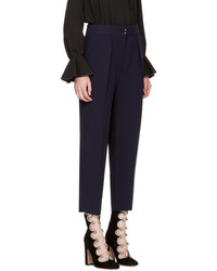 See by Chloe Navy Crepe Sable Trousers