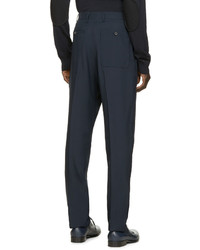 Lanvin Navy Overstitched Seam Trousers