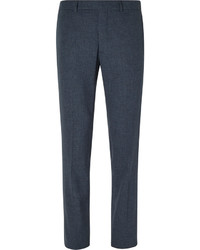 Hardy Amies Navy Slim Fit Cotton Blend Trousers