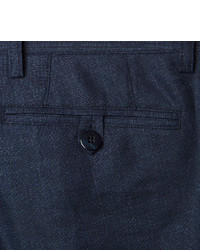Etro Navy Slim Fit Hemp And Cotton Blend Trousers