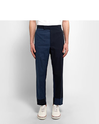 Thom Browne Slim Fit Two Tone Textured Cotton And Seersucker Trousers