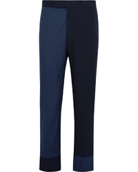 Thom Browne Slim Fit Two Tone Textured Cotton And Seersucker Trousers