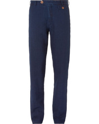 Oliver Spencer Slim Fit Washed Cotton Canvas Trousers