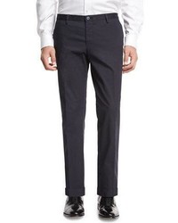 BOSS Stretch Cotton Flat Front Trousers Navy