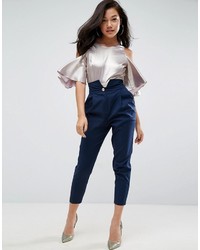 Asos Tailored Pant With Extreme High Waist Military Button