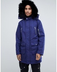 ASOS DESIGN Asos Heavyweight Parka With Faux In Blue
