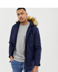 ASOS DESIGN Asos Tall Parka Jacket With Faux In Navy