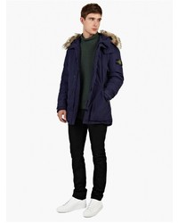 Stone Island Blue Micro Reps Down Filled Hooded Parka