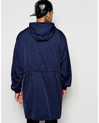 Asos Brand Parka With Oversized Fit And Gold Zips In Navy