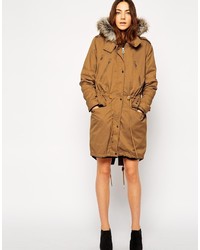 Asos Collection Parka With Detachable Faux Fur Lining Hood