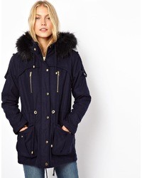 Asos Collection Wool Parka With Faux Fur Hood