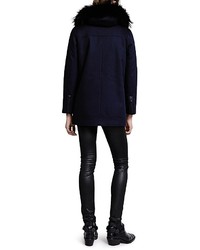 The Kooples Cotton Twill Parka With Fur Lined Hood