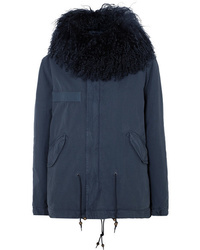 Mr & Mrs Italy Hooded Shearling Trimmed Cotton Canvas Parka
