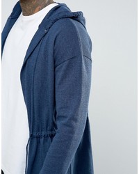 Asos Knitted Parka In Navy Twist