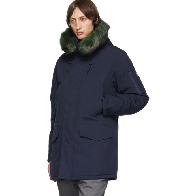 Kenzo Navy Canvas Winter Parka, $366 | SSENSE | Lookastic