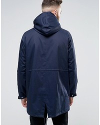Asos Parka Jacket With Removable Fleece Lining In Navy