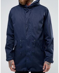 Asos Parka Jacket With Removable Fleece Lining In Navy