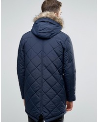 Brave Soul Quilted Parka Jacket With Faux Fur Trim Hood