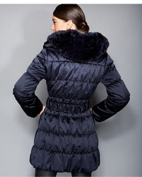 The Fur Vault Rabbit Fur Hood Puffer Parka Coat