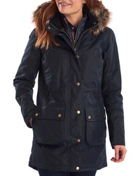 Barbour Thrunton Waxed Cotton Jacket With Faux