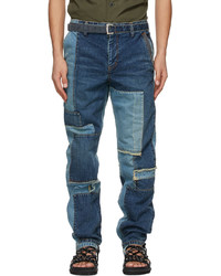 Sacai Blue Denim Patchwork Jeans