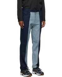 Phlemuns Indigo Blue Contrast Belt Loop Jeans
