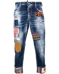 DSQUARED2 Sailor Patchwork Cropped Denim Jeans