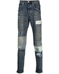 purple brand Patchwork Mid Rise Skinny Jeans