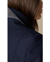Burberry Brit Double Breasted Pea Coat With Pleat Detail