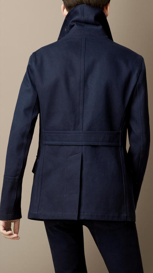 Burberry Bonded Cotton Twill Pea Coat, $895 | Burberry | Lookastic