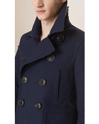 Burberry Button Detail Showerproof Bonded Cotton Pea Coat
