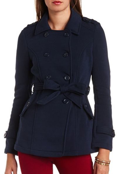 Charlotte Russe Double Breasted Fleece Pea Coat, $32 | Charlotte Russe ...