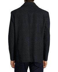 Ike Behar Double Breasted Cotton Peacoat Navy