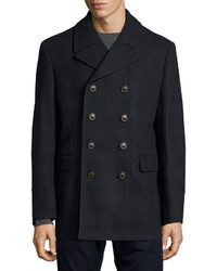 Ike Behar Double Breasted Cotton Peacoat Navy