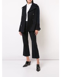 Derek Lam 10 Crosby Double Breasted Pea Coat With Knit Sleeves
