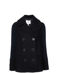 Derek Lam 10 Crosby Double Breasted Pea Coat With Knit Sleeves