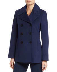 Calvin Klein Double Breasted Wool Blend Peacoat