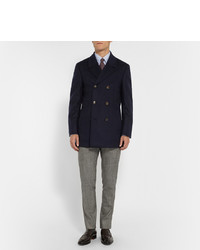 Brunello Cucinelli Double Faced Wool And Cashmere Blend Peacoat