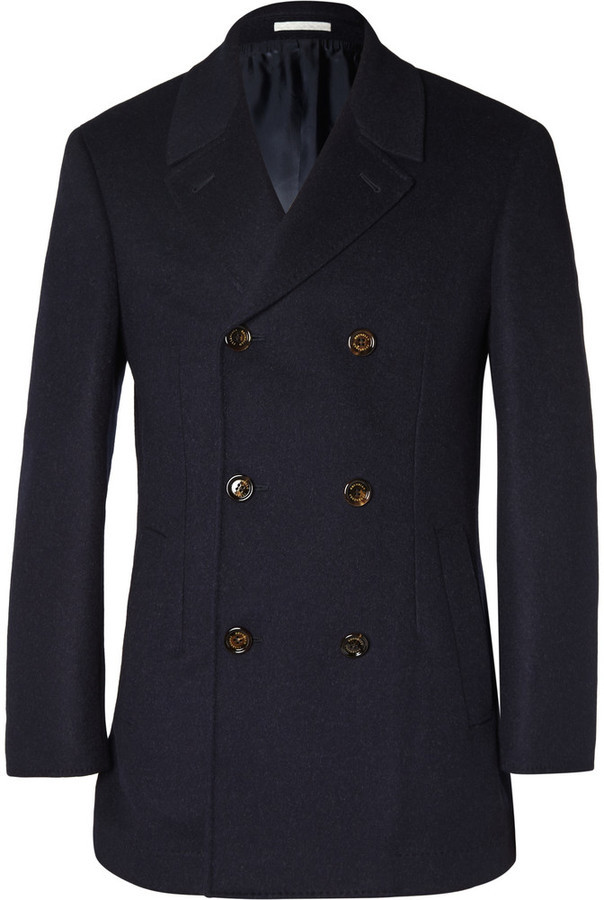 Brunello Cucinelli Double Faced Wool And Cashmere Blend Peacoat, $2,097 ...