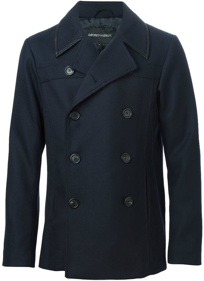 Emporio Armani Sheepskin Trim Peacoat 677 farfetch